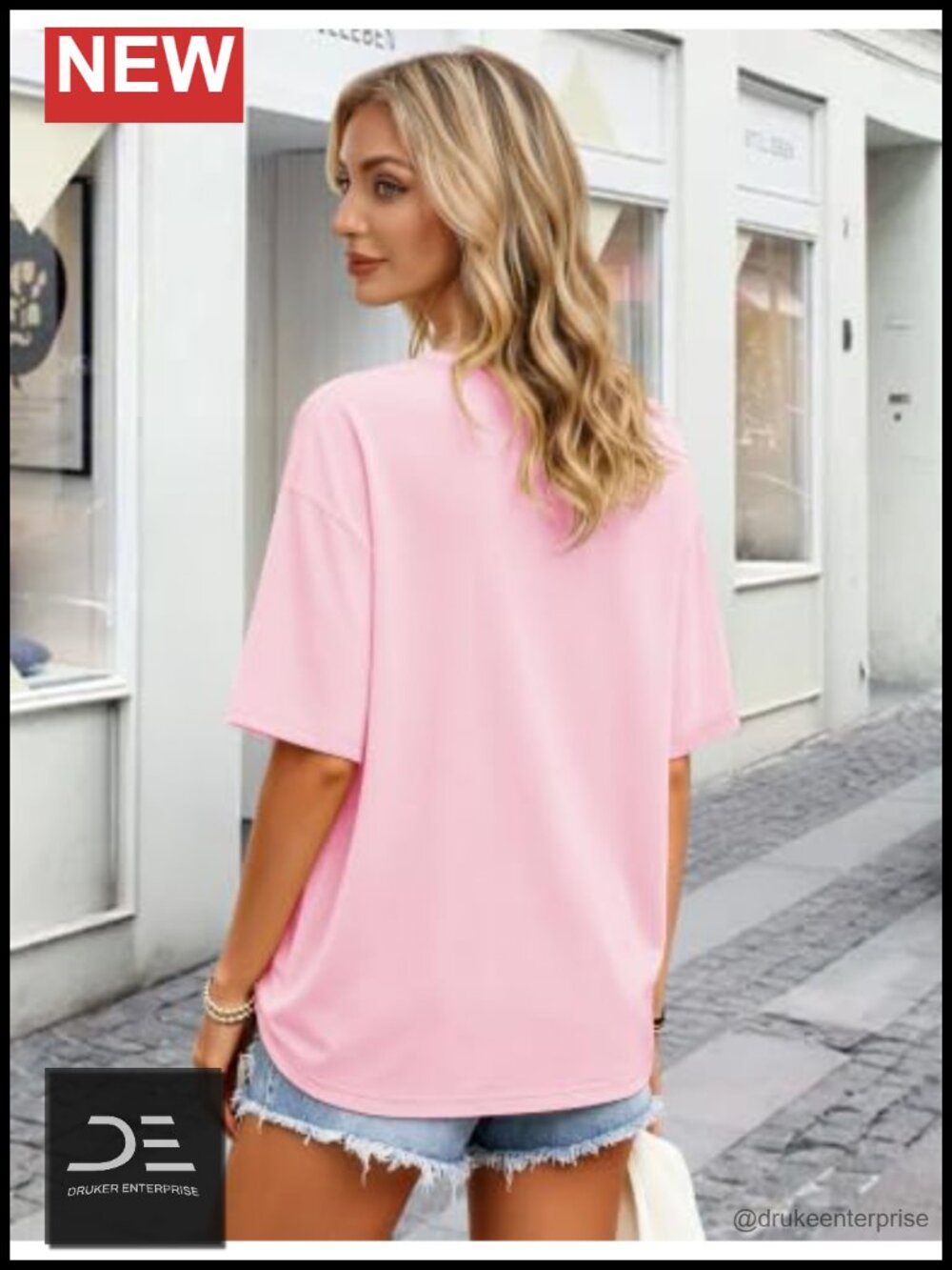 Oversized Tshirt Short Sleeve Crewneck Loose Fit Basic Tee Cotton Blend Plus - Picture 4 of 6